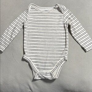 Old Navy White and Black Striped Long-Sleeve Baby Bodysuit